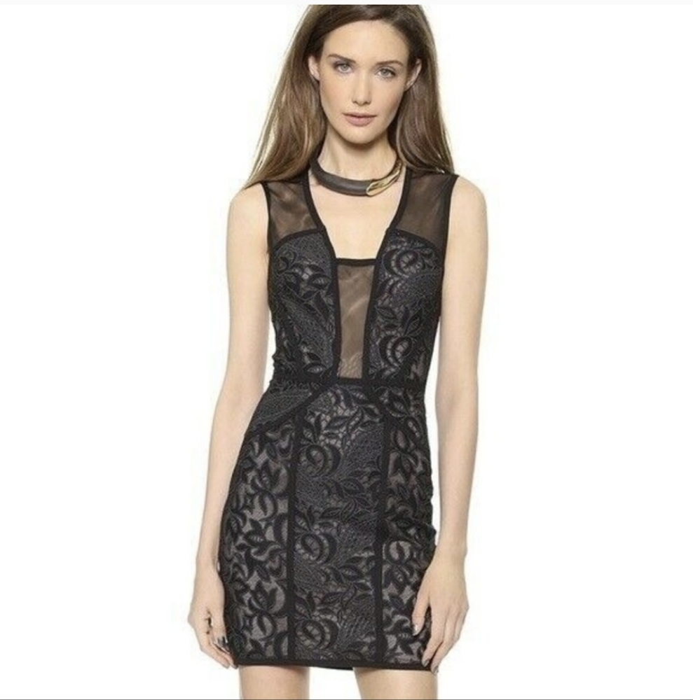 BCBGMaxAzria Lyla Black lace mini dress 0